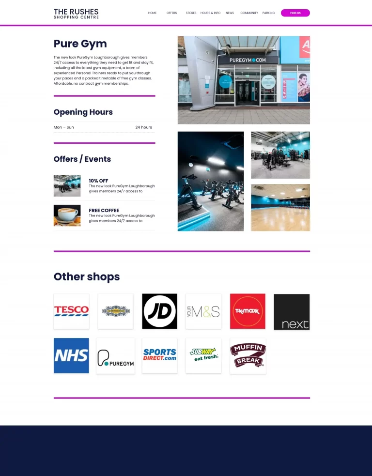 inner page of the rushes website redesign by Leicester web designer Two Six Media