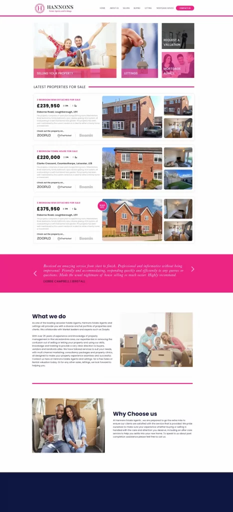 estate agent's website redesign by Leicester web designer Two Six Media