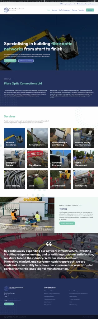 Fibre Optic Connections Ltd website design Leicester