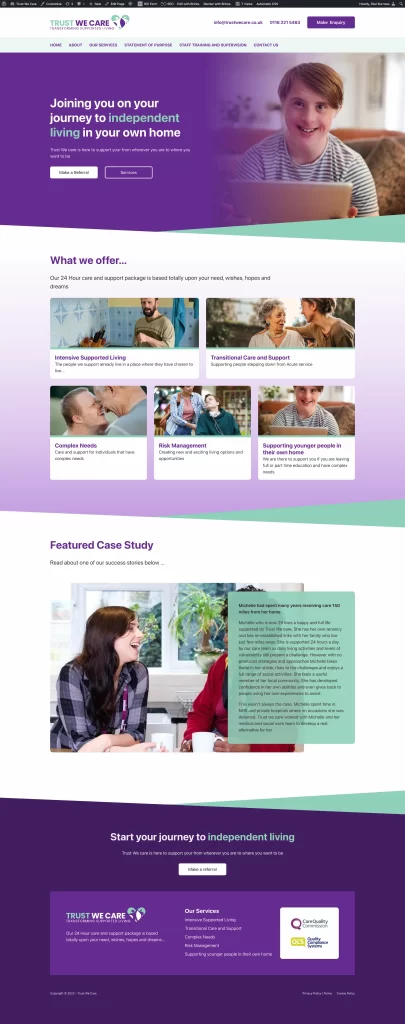 Trust we care website design Leicester
