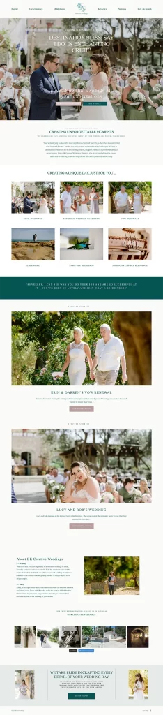 BK Weddings website design