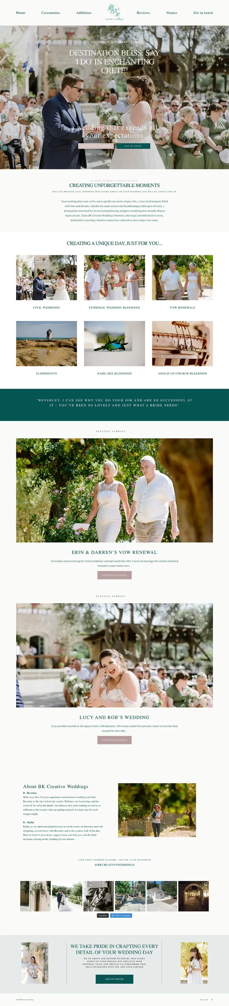 BK Weddings website design