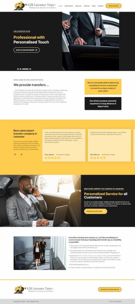 A2B Leicester Taxis website redesign