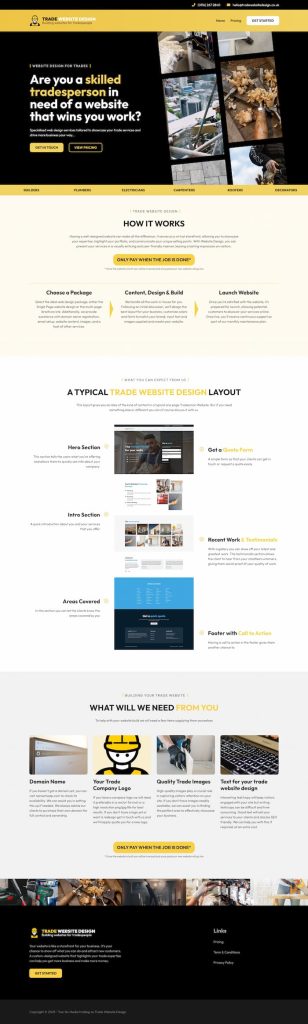 Tradesmans website design